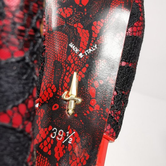 Cesare Paciotti Red Patent Lace Heels - Picture 14 of 14